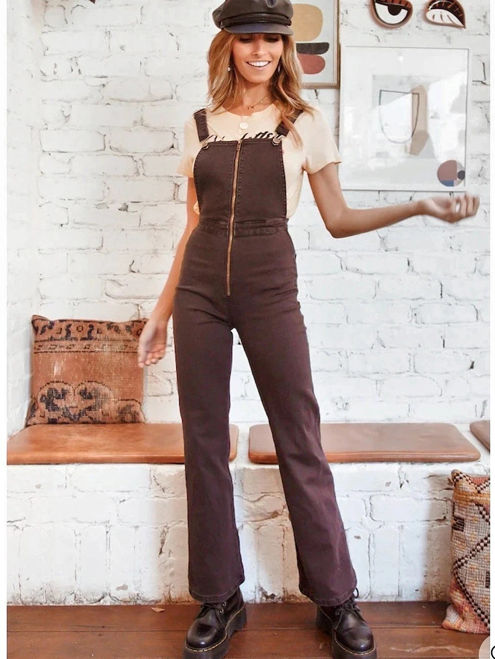 Amuse Society Paloma Jumper Black Overalls Size Medium NWT